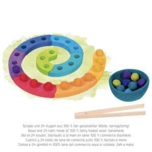 Spalvų rūšiavimo žaidimas ir advento spiralė