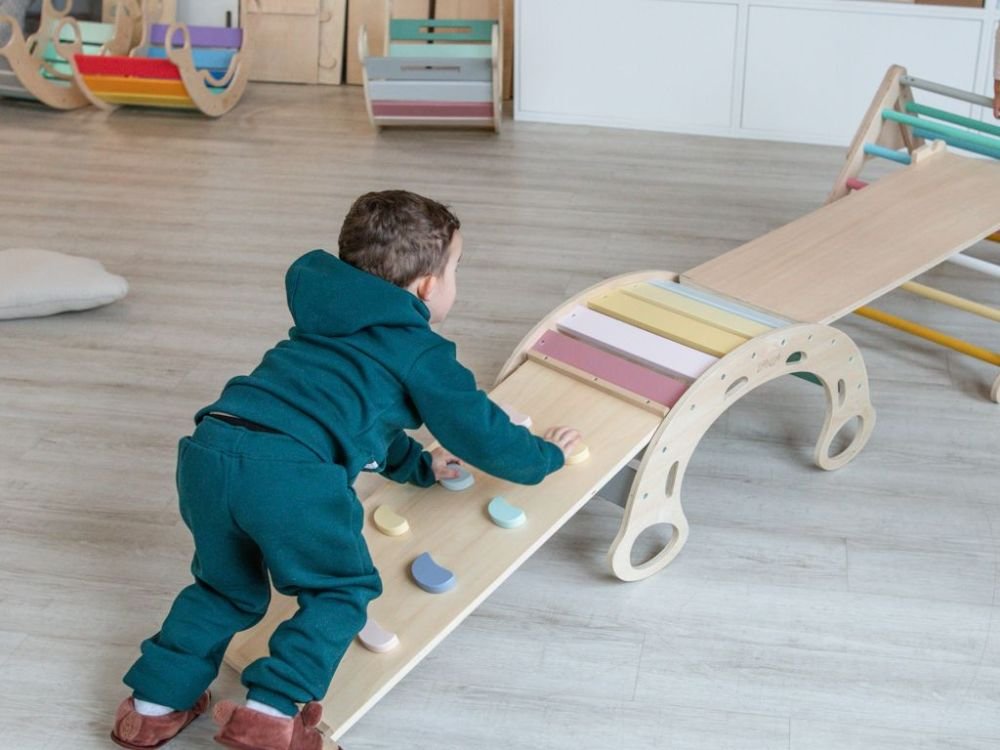 Medinės sūpynės Šeši viename su dvipuse lenta